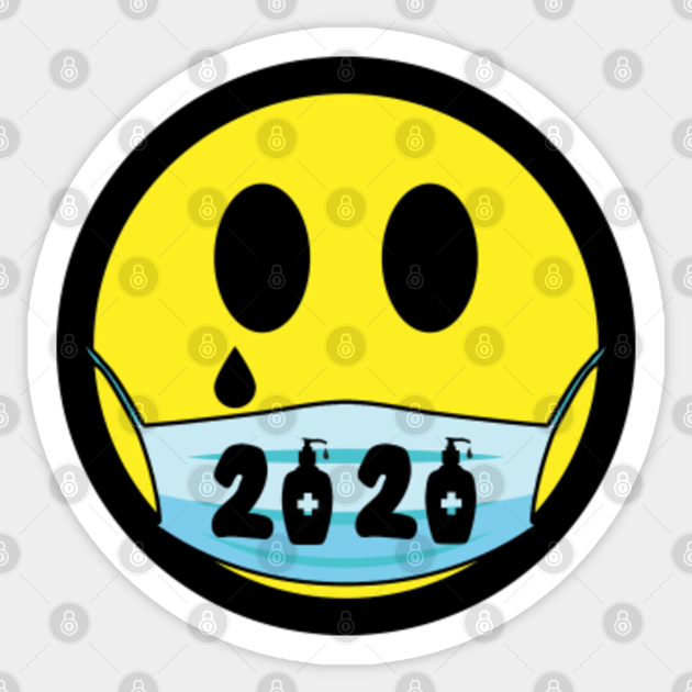 Sad Face Mask Emoji 2020 Quarantine 2020 Sticker TeePublic